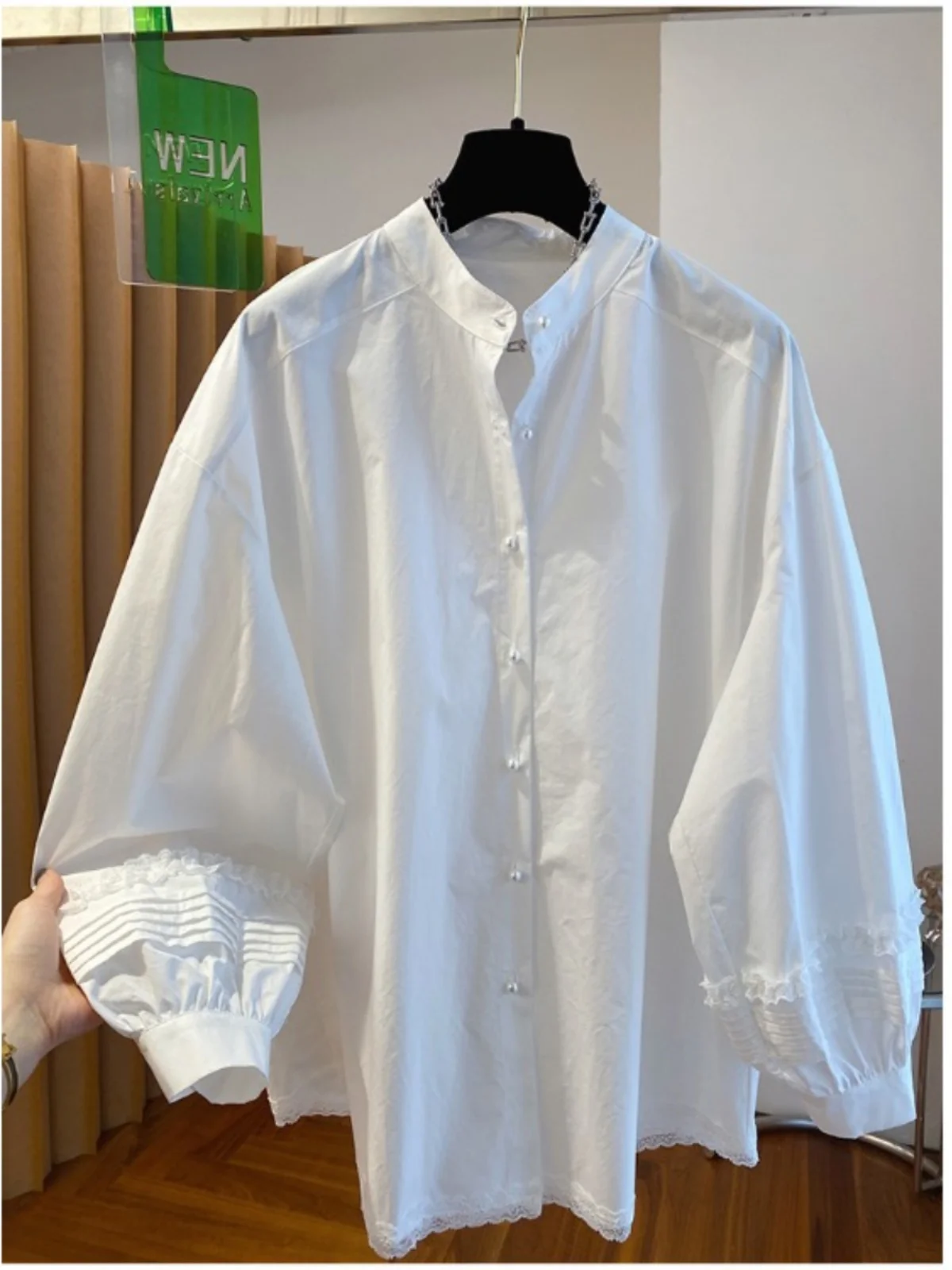 

Белый хлопковый свободный повседневный женский длинный све-фонарь Све Весенний новый модный топ High Sensation