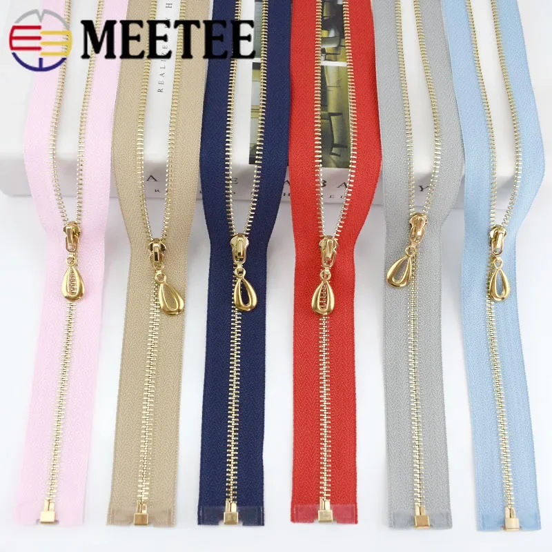 

5Pcs Meetee 3# 40-70cm Metal Zipper Open End Decor Zip with Puller Bag Jacket Clothes Repair Kits DIY Tailoring Sewing Accessory