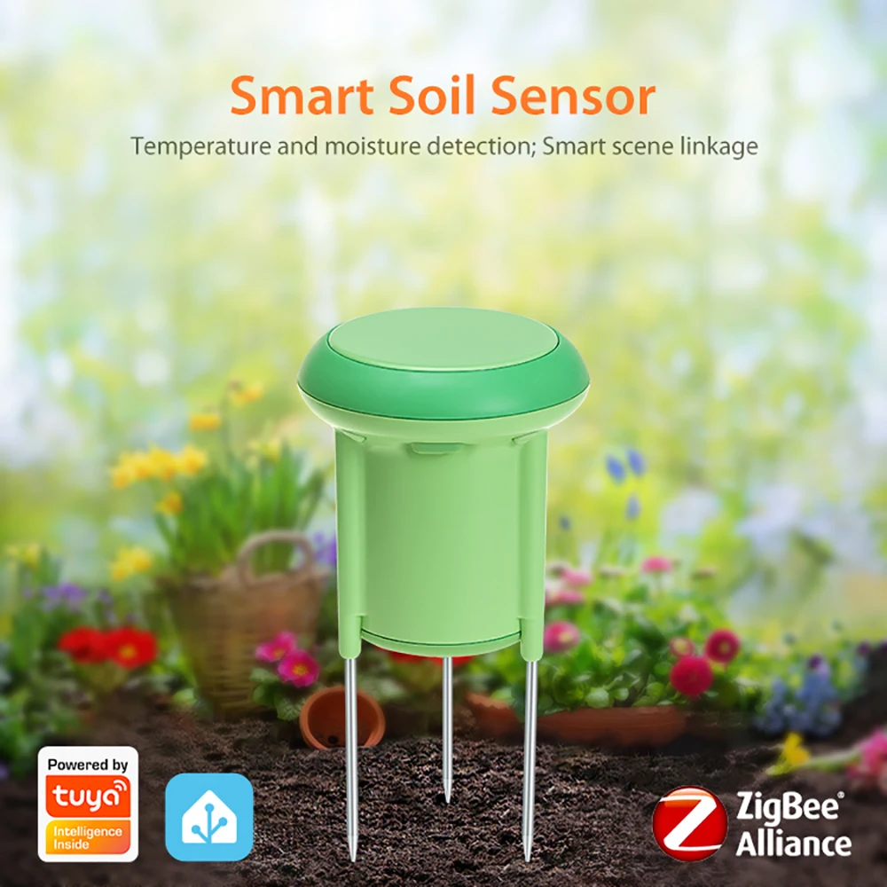 Tuya Smart Zigbee Soil Tester Temperature and Humidity Meter Waterproof Thermohygrometer Garden Automation Irrigation Detector