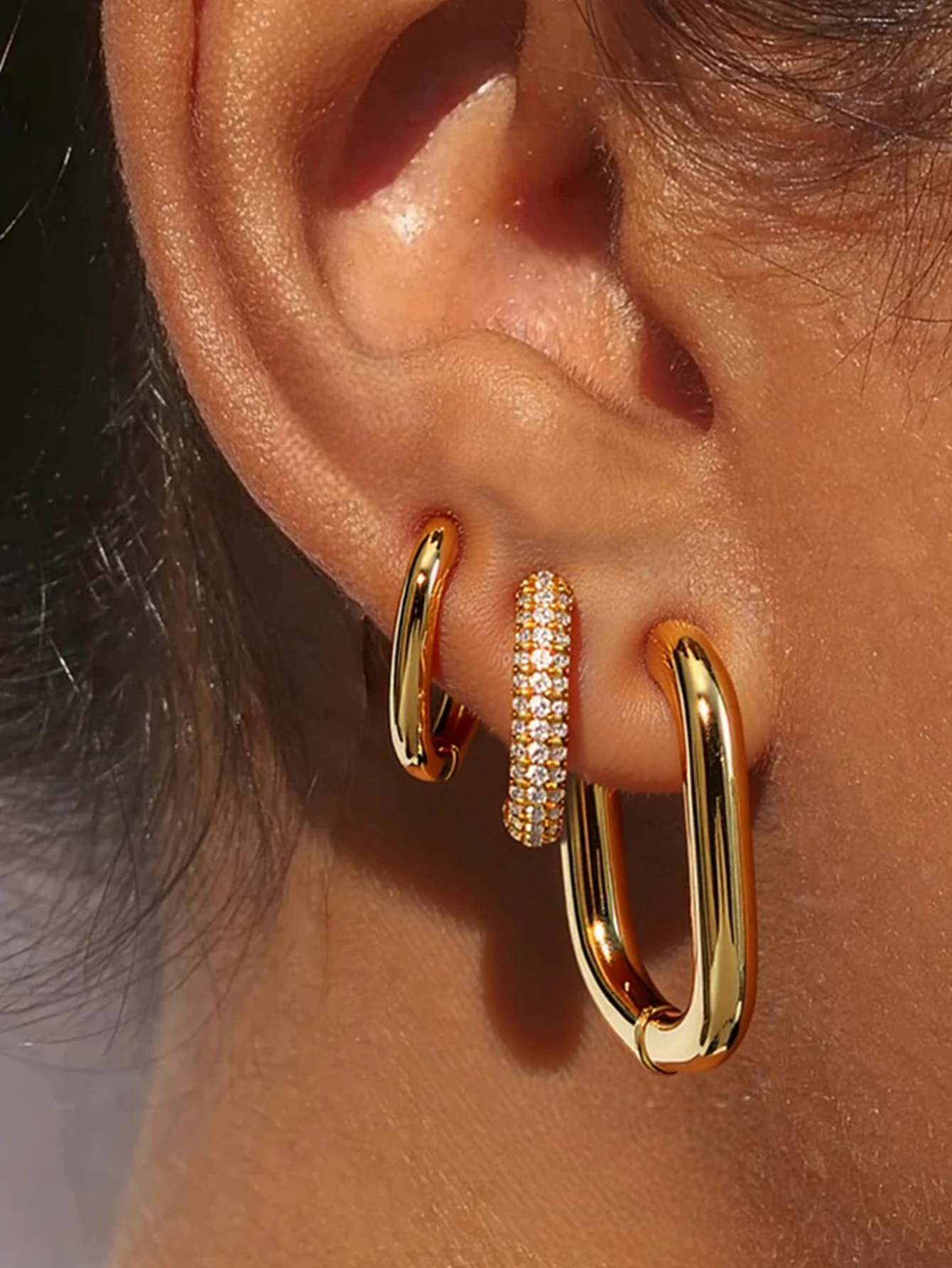 Pendientes minimalistas en forma de U con circonita sintética, joyería elegante para banquete, regalo para fecha, 3 uds.