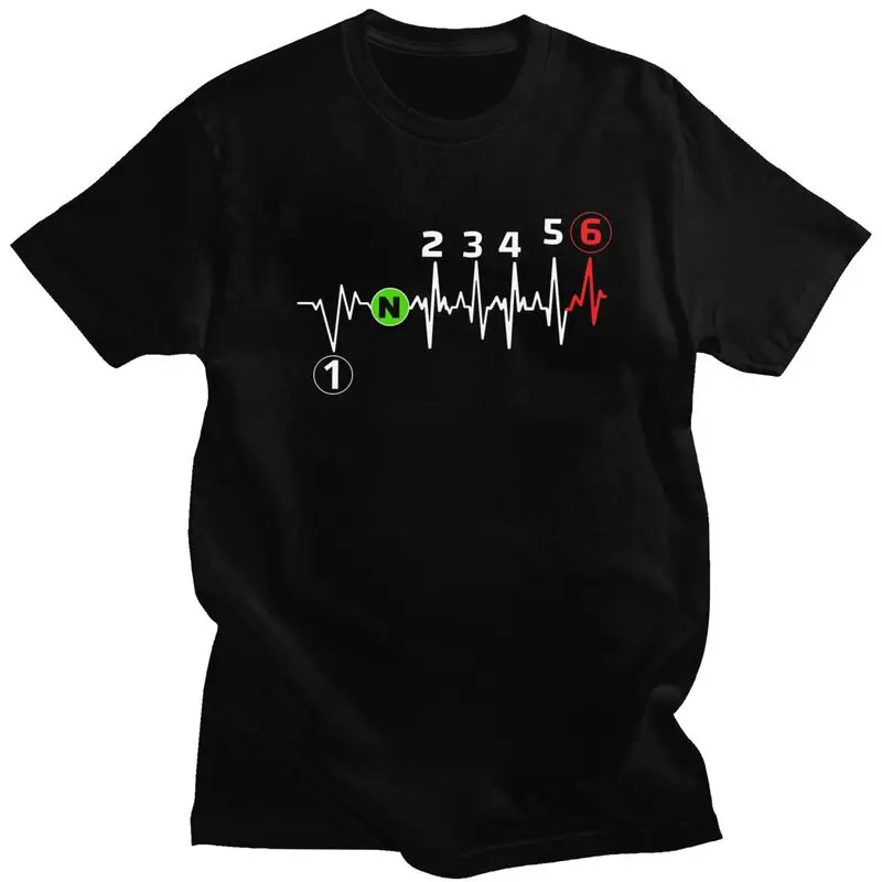 Custom Motorbike Heartbeat 1n23456 T Shirt Men 100% Cotton T-shirt Bike Motocross Motor Sport Tee Tops Fashion Tshirts
