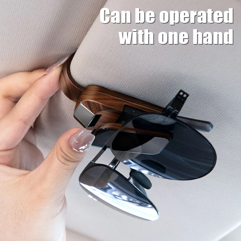 High Quality Universal Car Sunglasses Holder Creative Wood-Grain Style Sunglasses Clip for Car Models Car Interior Accessories