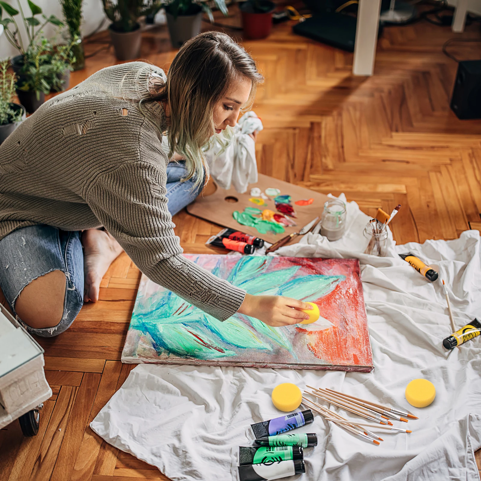 

12Pcs Round Synthetic Yellow Sponges Soft Absorbent for Painting Pottery Crafts Art Sponge Stencil Watercolor Sponge