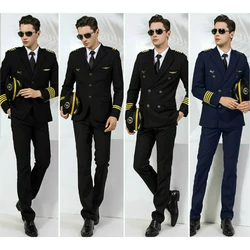 Pilot Uniform Air Captain Jacket Pants Avion Airline Men Top Trousers Security Guard Manager Costume Fight Attendent Suit