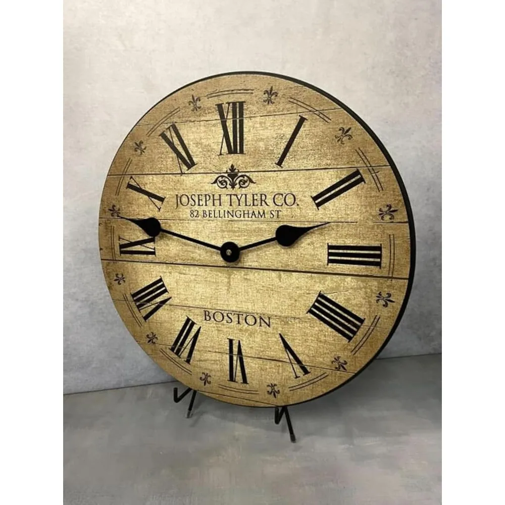 Reloj de pared silencioso hecho a mano USA Barnwood Tan - Decoración rústica, hermoso color, mecanismo sin tictac
