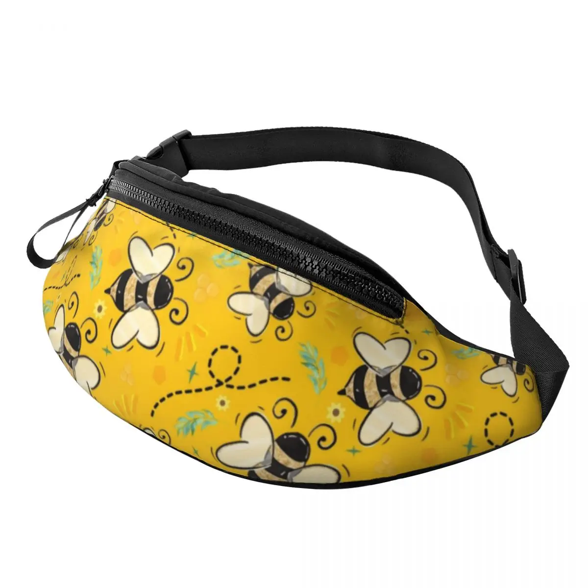 Custom Cool Honey Bees Fanny Pack for Traveling Men Women Crossbody Waist Bag Phone Money Pouch