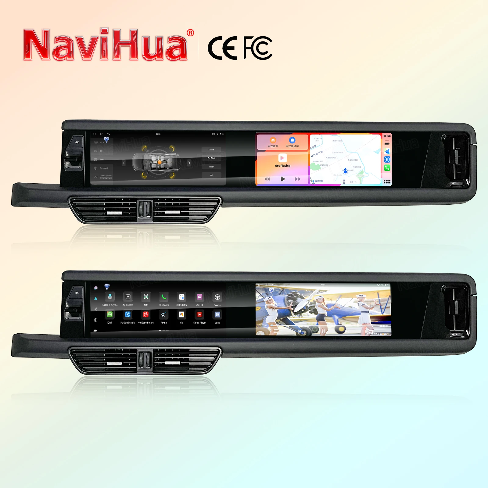 

Navihua Android 13 Car Radio DVD Player Dual Screen for Porsche Cayenne 2010-2015 Co-pilot Entertainment Audio Carplay Head Unit