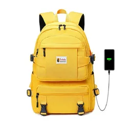 fashion yellow backpack children school bags for teenager girls waterproof oxford large school backpack for teenagers schoolbag