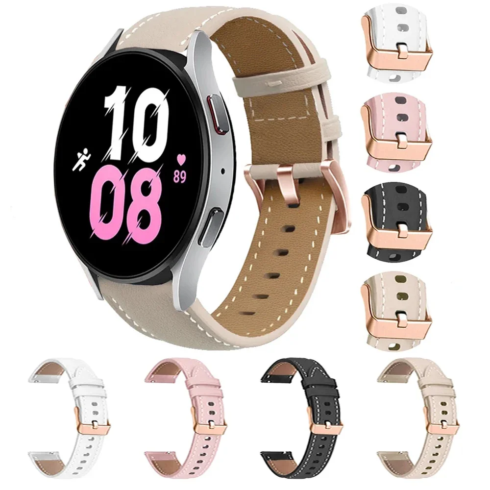 Soft Leather Band For Samsung Galaxy Watch 6 5 44mm 40mm Classic 47mm 46mm 43mm 42mm Bracelet For Galaxy Watch 5 Pro 45mm Strap