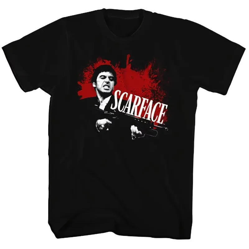 Black casual cotton round neck T-shirt, all season comfortable Scarface Evil Star printed men's T-shirt