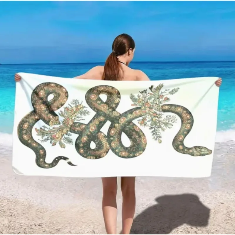 Cottagecore Fox Roses Beach Towel Vintage Floral Whimsical Forest Fox Rose Vines Design Towel Boho Summer Pool Towel for Beach