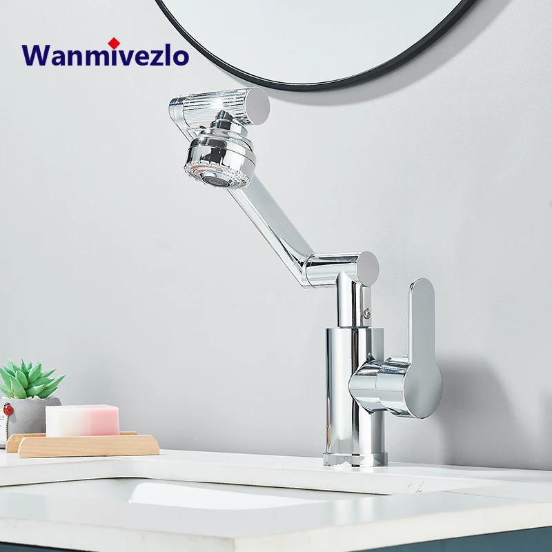 

Смеситель для раковины 360° ° Поворотный смеситель для раковины в ванной комнате, кран для холодной и горячей воды, многофункциональная насадка с регулировкой высоты