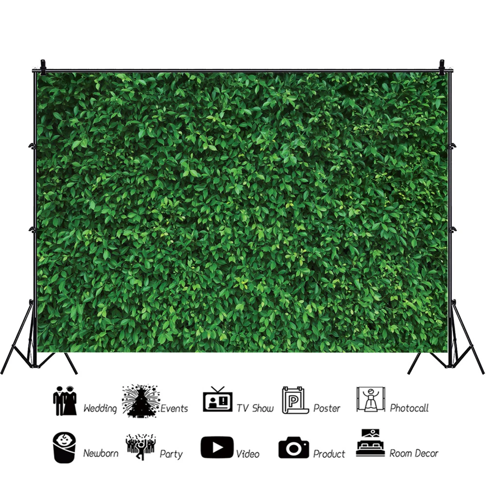 1pc Vinyl Green Leaves Photography Backdrops Backdrop Birthday Background for Birthday Party Photo Booth Prop Decoration