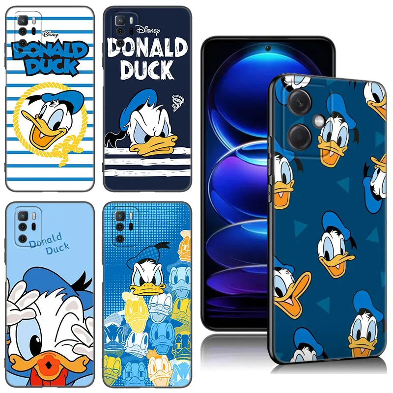 D-donald Duck Black Silicone Phone Case For Xiaomi Redmi Note 9 10 11 11S 11T 12 13 Pro 5G Plus 9S 10S 12S