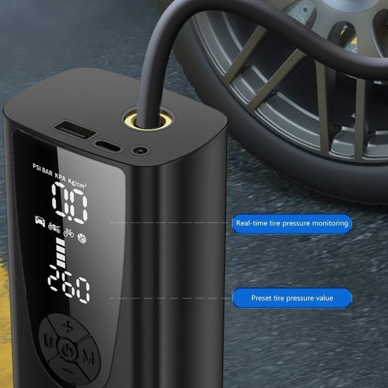 

37JE Portable Digital Tire Inflator High Efficiency Tire Fast Inflation Easy Storage for Car Starting Device Maintenance