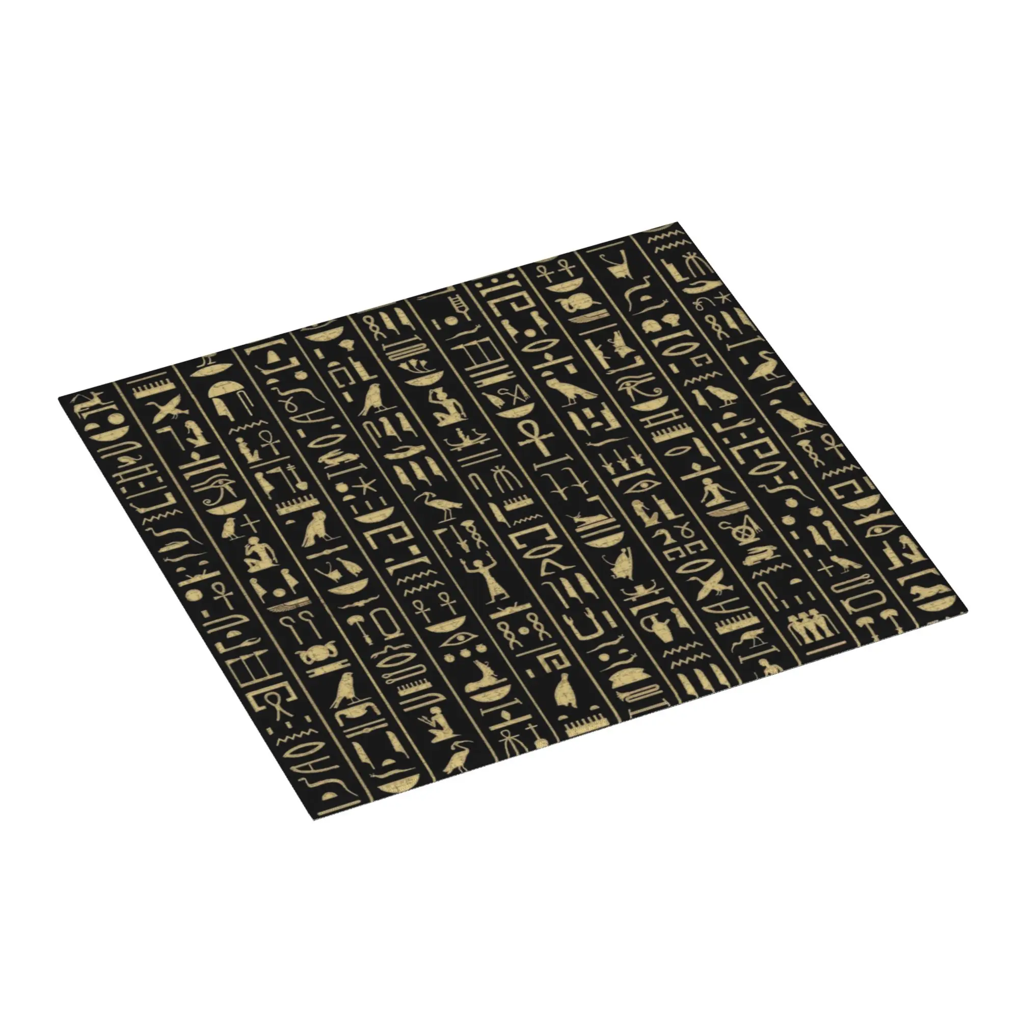 Black Gold Hieroglyphics Non Slip Kitchen Counter Protector Mat Barware Tableware Reusable Ancient Egypt Culture Mat For Kitchen