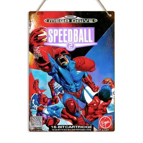 SPEEDBALL 2 Mega Drive Metal Sign Retro Console Game Art Print Gaming Gift