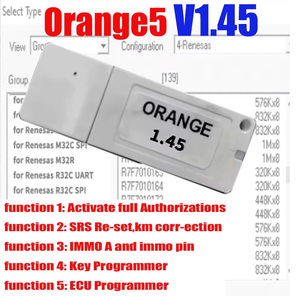 تنشيط كامل V1.45 1.38 Orange5 Super Pro ECU مبرمج برتقالي 5 جميع ترخيص لوحدات داش SRS مفتاح Prog Immo Pin #1
