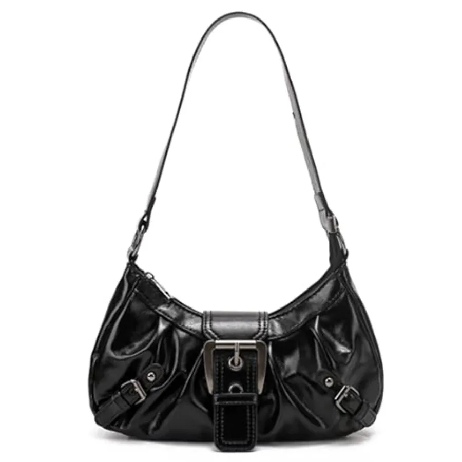 

Y2K Trendy Purse for Women, Leather Buckle Punk Hobo Clutch Purses Bags for Ladies Top Handle Shoulder Bag