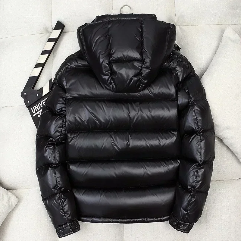 New Winter Men High Quality Shiny Puffer Jackets Hooded Casual White Duck Down Coats Male Outdoor Windproof Warm Jackets 3XL