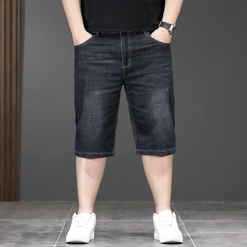 New Summer Denim Short Jeans Men Plus Size M-44 46 48 Fatty Guys Middle Pants Trendy Cowboy Short Pant Male High Quality Brand