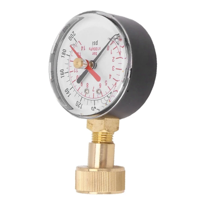 Water Pressure Gauge 0 To 200Psi Universal Water Pressure Test Gauge With 3/4 Female Hose Thread For Durable Easy Install