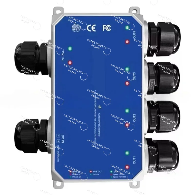 5 port outdoor poe expander 10/100/1000 1in 4 output IEEE802.3af/at/bt 90w waterproof PoE expander