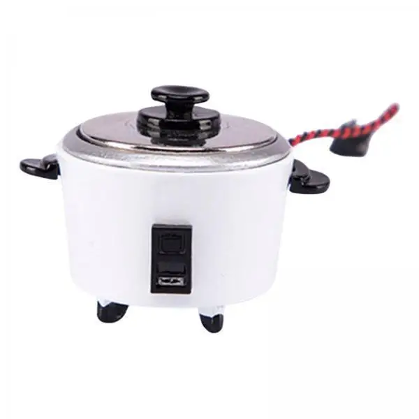 Miniature Alloy Rice Cooker Model Dollhouse Cookware Kitchen Set for 1 12 Scale Room Decoration