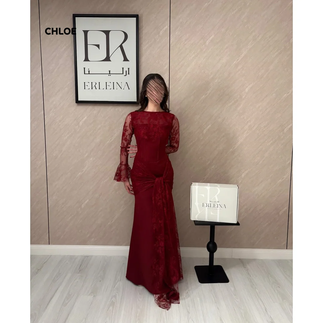 

Mermaid Formal and Evening Dresses for Special Occasions Burgundy Elegant Womens Evening Party Dresses Customized Long Sleeves