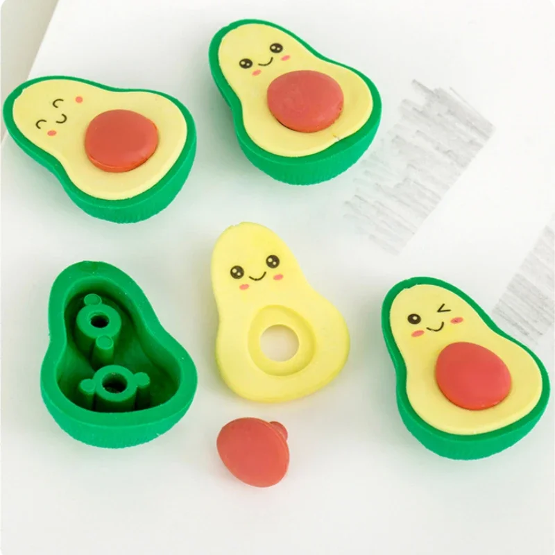 3 قطعة/الوحدة لطيف الكرتون Emote الأفوكادو ممحاة Furit محايات قلم رصاص المطاط انفصال Kawaii القرطاسية الاطفال اللوازم المدرسية الهدايا