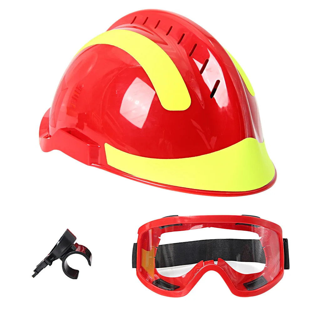 Emergency Rescue Helmet Fire Fighter Reflective Safety Helmets w/ Goggles Flashlight Stand Forest Rescue Construction ABS Helmet