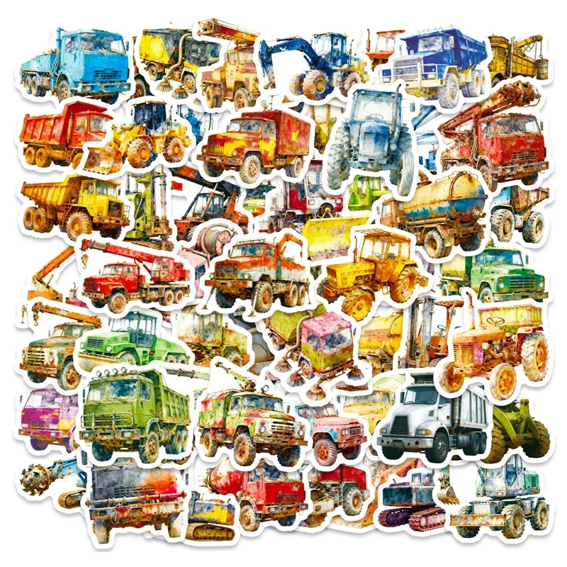 

10/30/56PCS Vintage Engineering Vehicle PVC Phone Sticker Aesthetic DIY Colored Sticky Laptop Luggage Skateboard Graffiti Decals