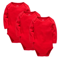 New Year 3 Pieces Set Red Baby Clothing Rompers Boys 100% Cotton Plain Bodysuit Girls Blank Muslin Jumpsuit 0-24 Months