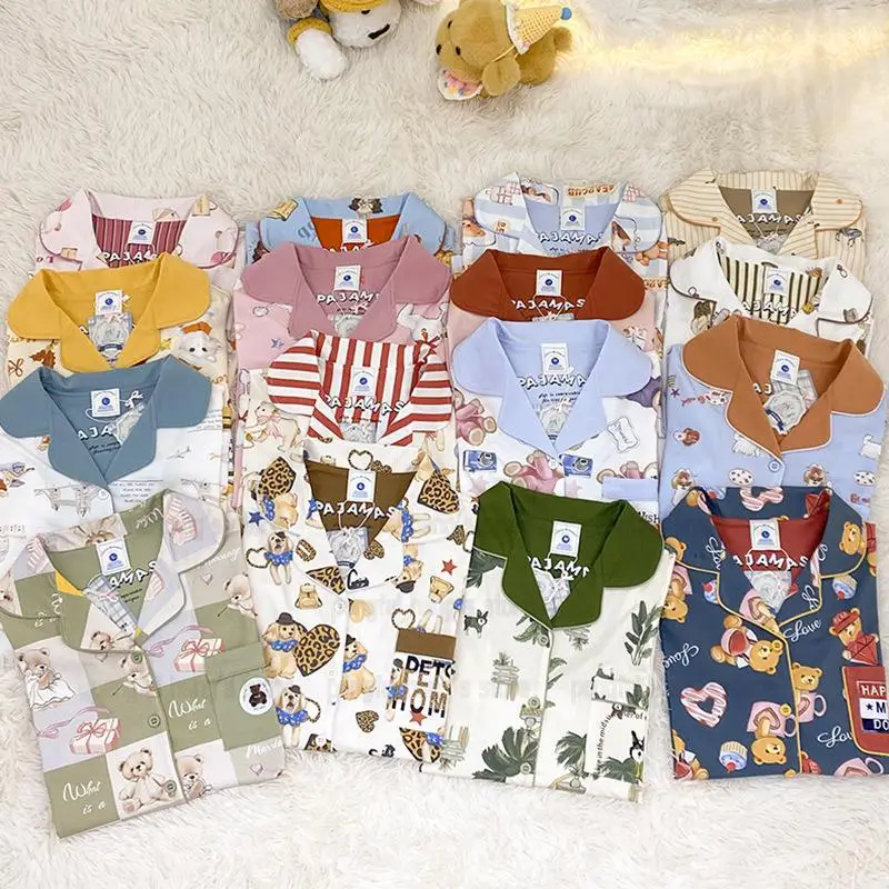 

Пижамы с героями мультфильмов, женская одежда для сна с принтом, топ с эластичной резинкой на талии, брюки из 2 предметов, пижамный костюм, осенне-весенний наряд, домашняя одежда, домашняя одежда