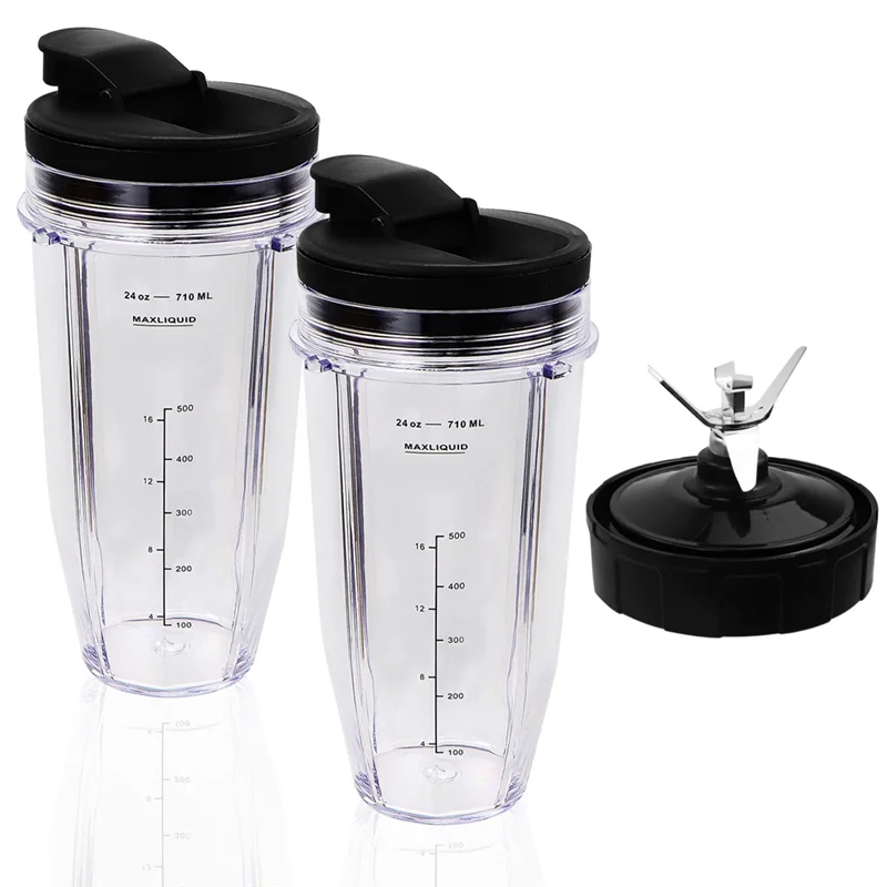 

24Oz Blender Cups Compatible for Blender BL480 BL490 BL640 Accessories, 7 Fins Extractor Blade