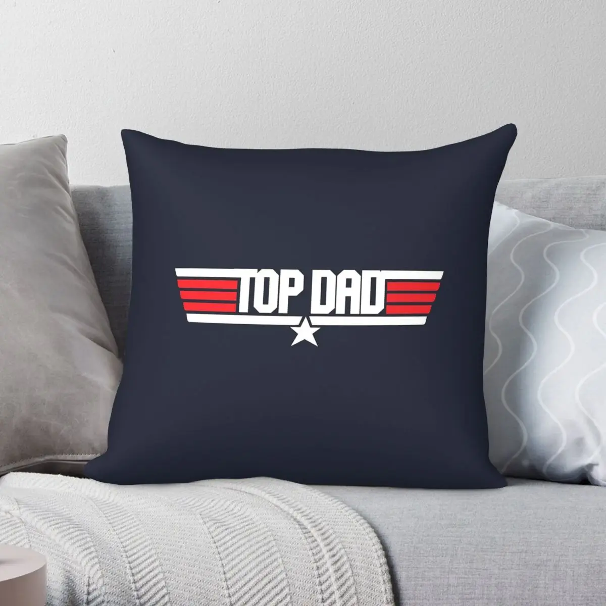 Top Dad Top Gun Square Pillowcase Polyester Linen Velvet Pattern Zip Decorative Throw Pillow Case Car Cushion Cover