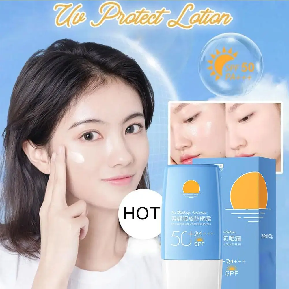 SPF50 Losion isolasi tabir surya, Krim Tabir Surya pemutih, Losion isolasi Kulit Wajah Anti Penuaan 60g Pengontrol Minyak Pelembab penyegar C R7L8