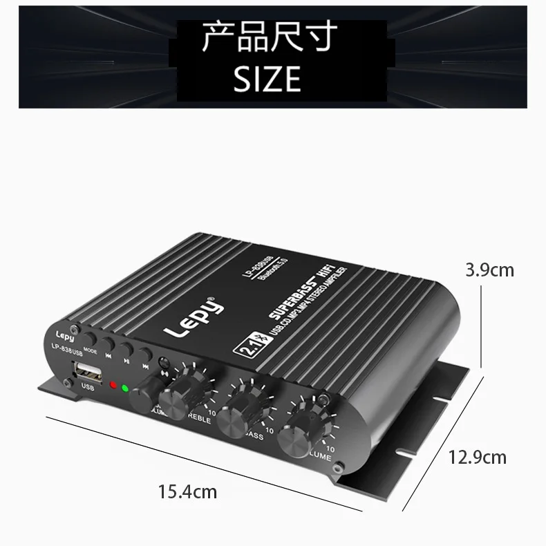 Imagem -02 - Amplificador Bluetooth 5.0 Canais Super Bass Usb sem Perdas Reprodução de Música com Controle Remoto Digital Lp838usb