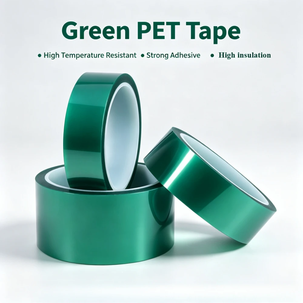 Multi-Size Green PET Film Tape High Temperature Heat Resistant PCB Solder SMT Plating Shield Insulation Protection Tapes Strips