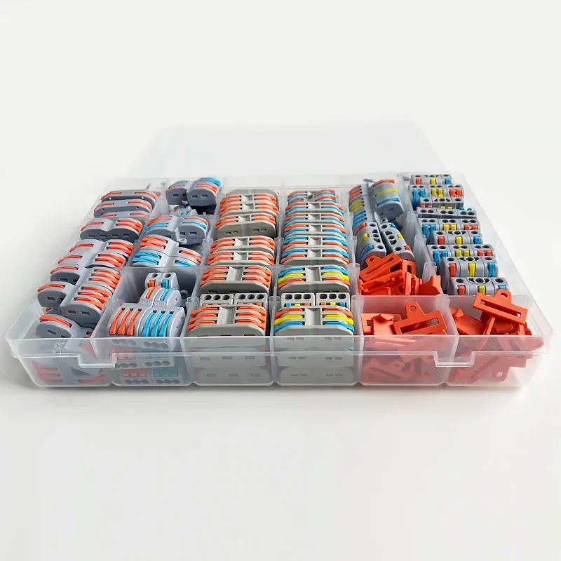 142PCS  SPL Compact Boxed Mini Fast Boxed Wire Connector Conductor Spring Wiring Connector Conductor Push-in Terminal Block