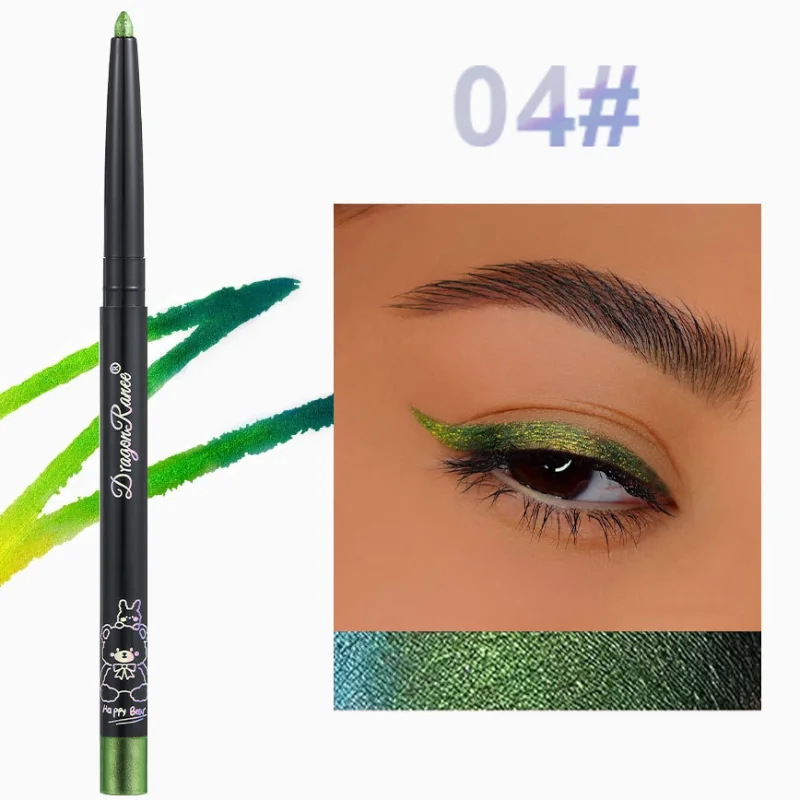 Glitter Aurora Eyeliner Pen, Multi Chrome Eye Liner, duradoura sombra metálica brilhante, Deitado Silkworm, verde, roxo Maquiagem Pigmento