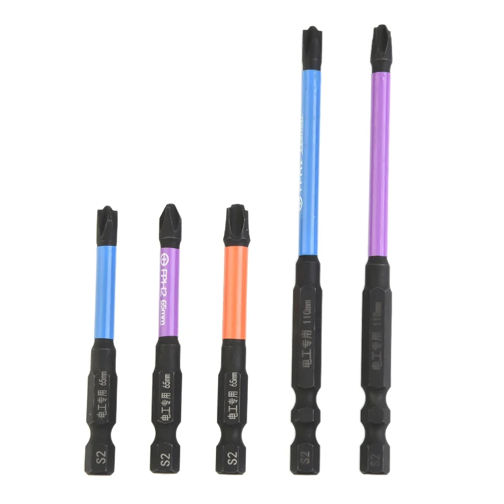 

Magnetic Screwdriver Bit Set Hex Shank Slotted Cross Head Non-Slip Electrician Screwdriver Drill Bit PH1 PH2 65-150mm