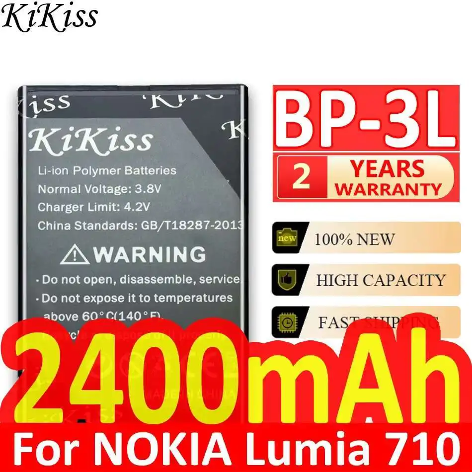 

Аккумулятор для мобильного телефона 2400 мАч BP-3L для Nokia Lumia 710 510 603 303 603 610 3030 BP 3L Прочный