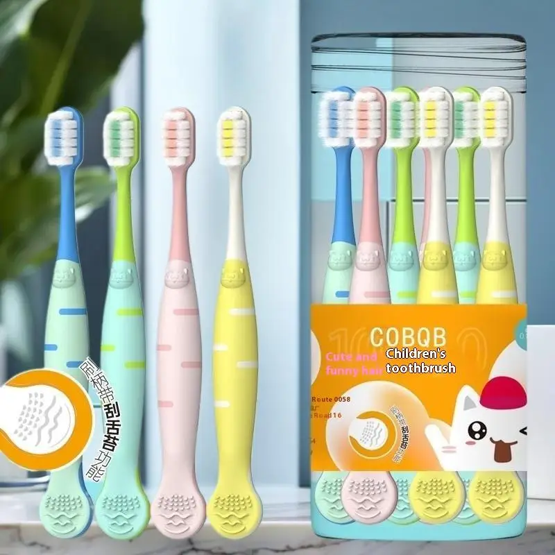 

8 шт., зубная щетка с мягкой щетиной, скребок для языка 2 в 1, очень мягкий портативный инструмент для чистки зубов для взрослых, путешествий