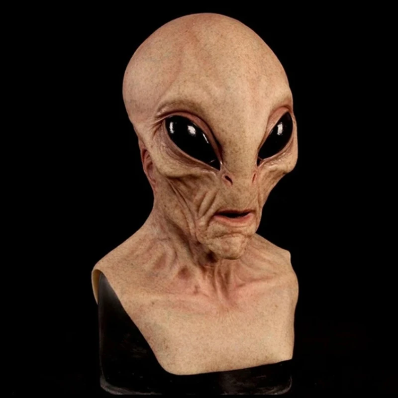 Halloween przerażające lateksowe UFO duże oczy Alien maska na całą głowę dla dorosłych kostium na bal przebierańców Cosplay maska obcy