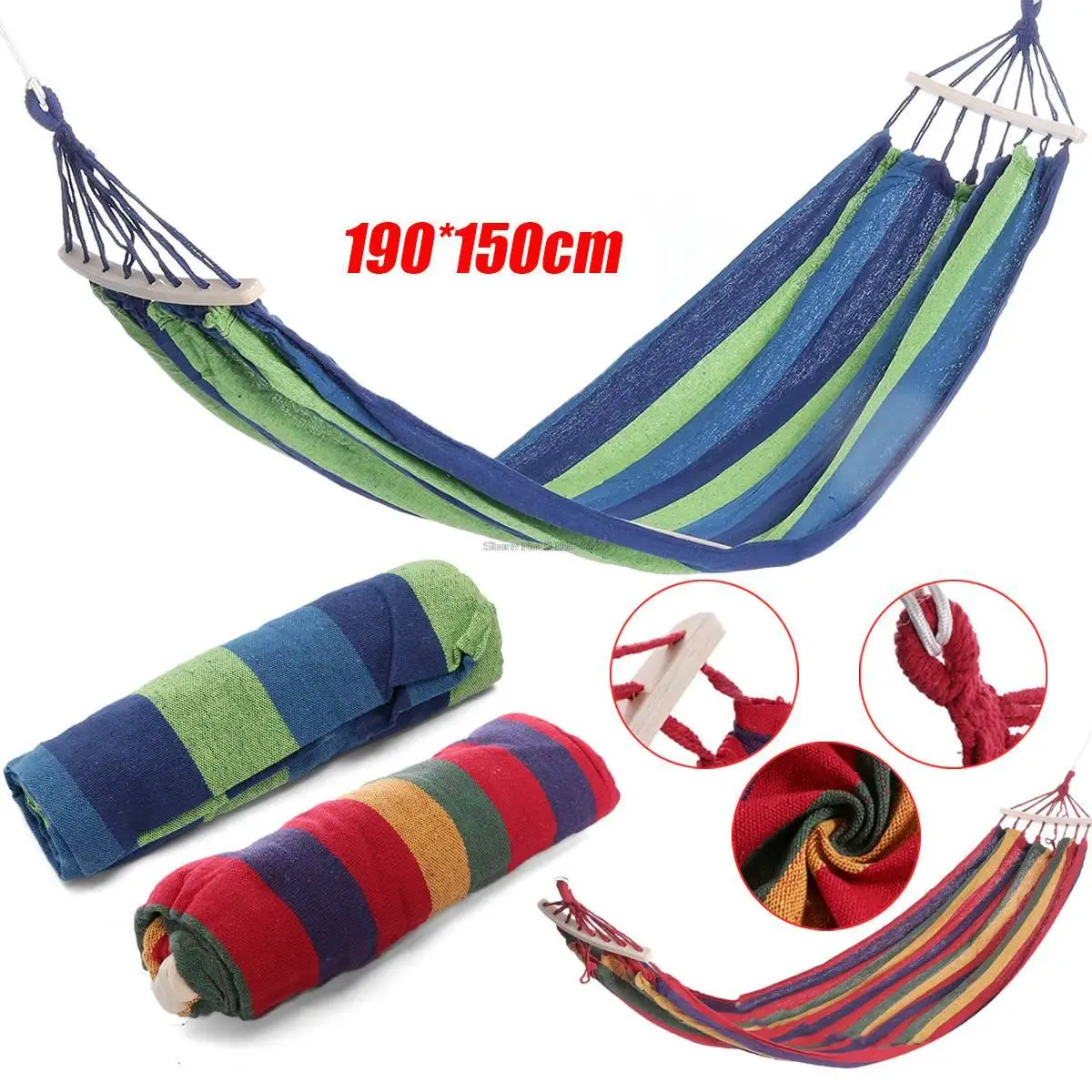 Draagbare Canvas Hangmat Reizen Outdoor Picknick Houten Schommel Stoel Camping Opknoping Bed Tuinmeubelen Met Rugzak