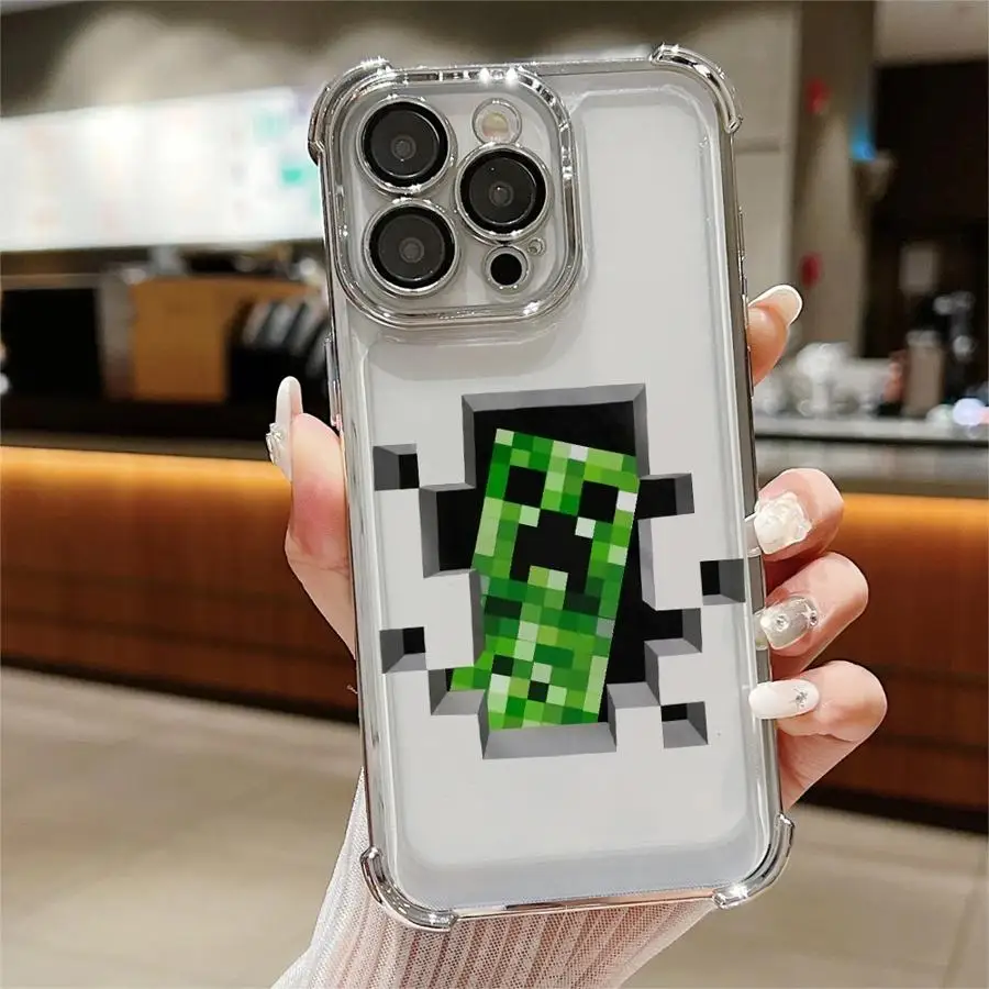 Apple iPhone 16e 14 15 16 Plus XR XS Max 15 16 13 14 12 11 Pro Max用 ソフトカバー 面白いピクセルモンスター ケース