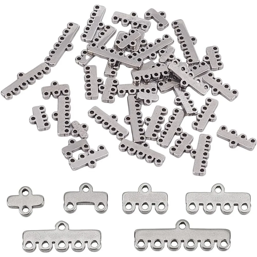 

72 Pcs 1-6 Loops Necklace Layering Clasp 304 Stainless Steel Chandelier Components Links Multistrand Clasps Lock for Layered