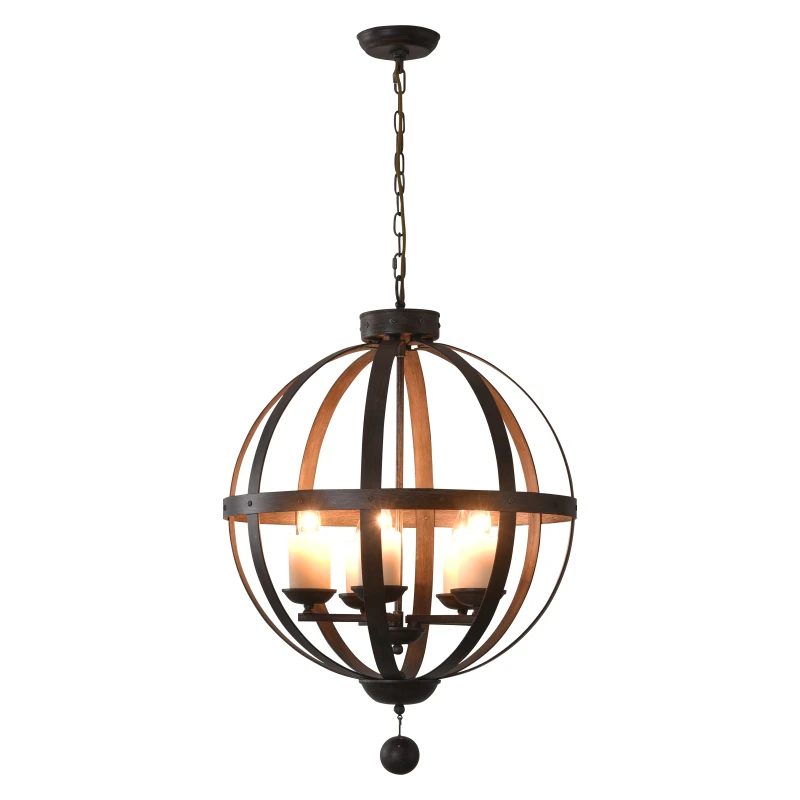 Farmhouse Candel Chandelier Light Rustic Black Hanging lamp Home Decor Suspension Luminaire Lighting