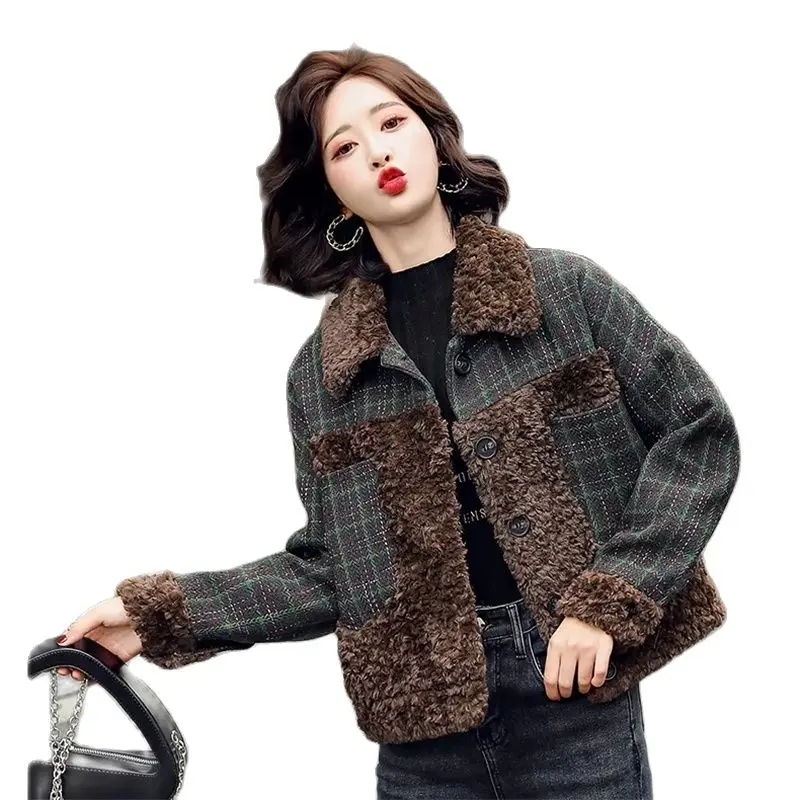 

Imitation Lambswool Coat For Women Wear Autumn And Winter 2023 New Jacket Loose And Versatile Short Thick Wool Overcoat Tide